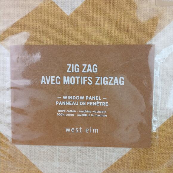 West Elm Avec Motifs Zigzag Window Panel 100% Cotton 48" x 84" Hidden Tab -Qty 2 - Picture 3 of 7